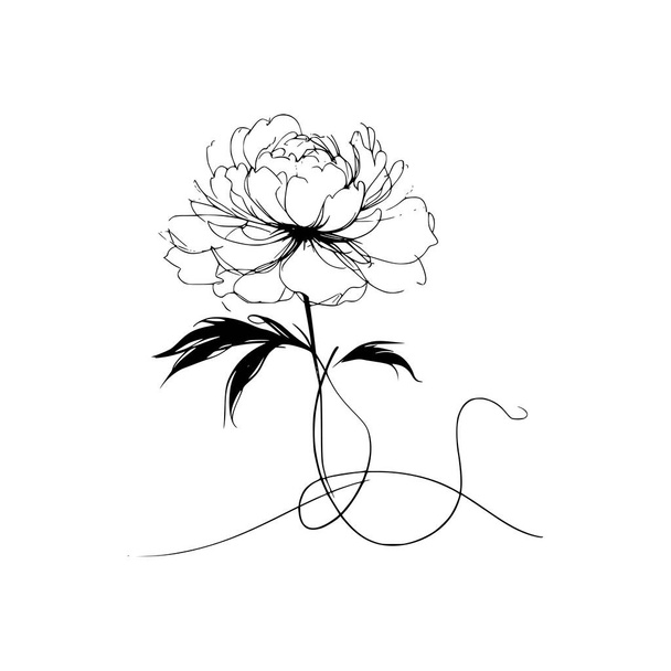 Şakayık çiçekli karalama çizimi - Vektör, Görsel