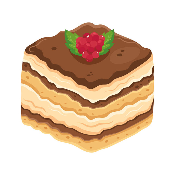 солодкий торт Тірамісу ізольована ілюстрація - Вектор, зображення