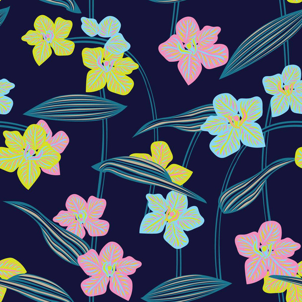 パステル 植物の花の継ぎ目が無いパターン ファッションの織物,グラフィック,背景および工芸のための設計 - ベクター画像