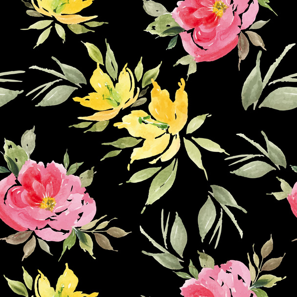 Watercolor flower pattern - Vektor, Bild