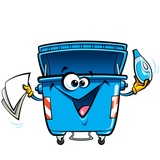Happy face cartoon recycle trash bin anthropomorphic character r - Vector, Image