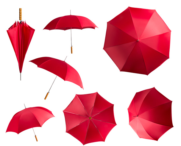 rode paraplu's-set - Foto, afbeelding