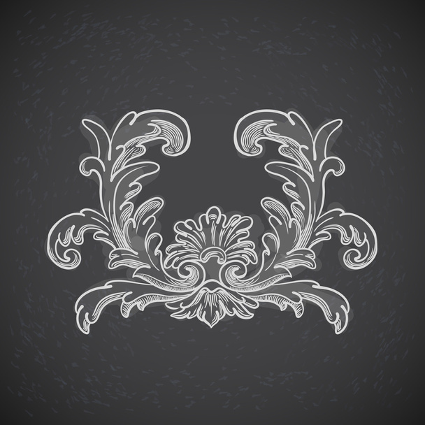 Baroque floral design on chalkboard - Vector, afbeelding