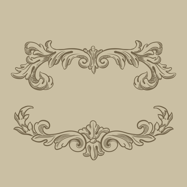 Baroque engraving floral design - Vektor, obrázek