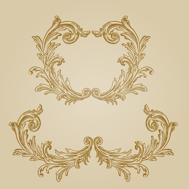 Baroque engraving floral design - Вектор,изображение