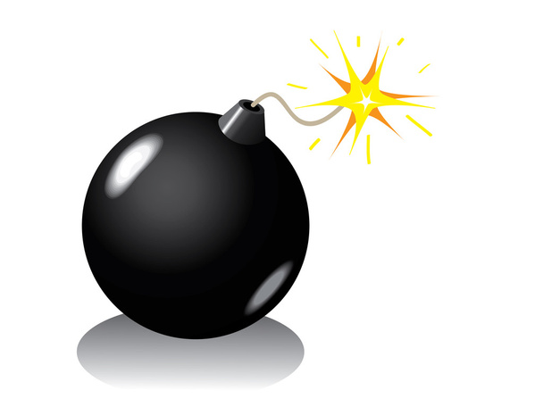Bomb with a burning wick - Vector, Image