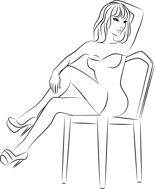 Beautiful woman sits on a chair - Vector, Image