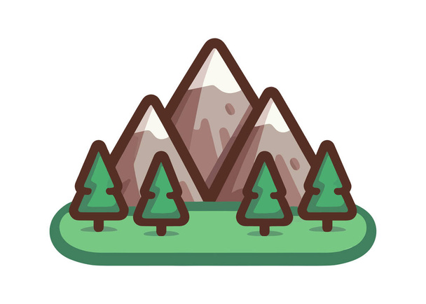 Mountain With Trees Landscape. Cartoon Vector. - Vector, Image