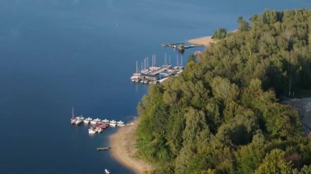 Landscape Port Headland Polanczyk Lake Solina Bieszczady Aerial View Poland. High quality 4k footage - Footage, Video