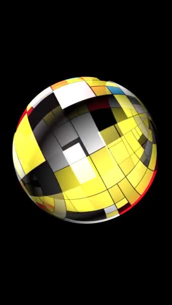 Rettangoli colorati stile mondriano su sfera rotante video verticale - Filmati, video