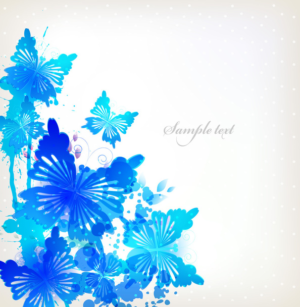 Background with colorful flowers and butterflies - Vetor, Imagem