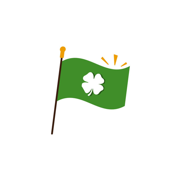 Logo Design Feliz Dia de São Patrício Bandeira de trevo da bandeira irlandesa. ícone elemento de design vector - Vetor, Imagem