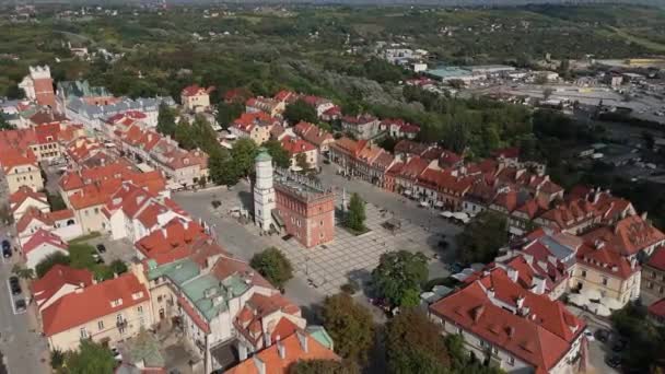 Красивий пейзаж Старий міський ринок Площа Сандомир Вид на повітря Польща. Високоякісні 4k кадри - Кадри, відео