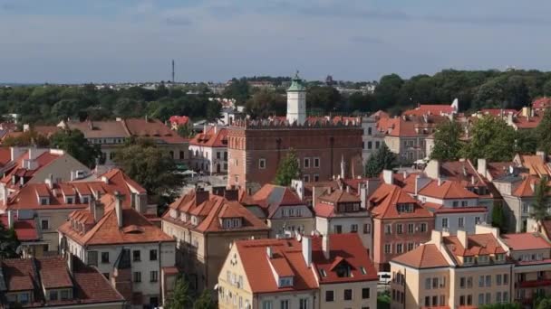 Schöne Altstadt Marktplatz Sandomierz Luftaufnahme Polen. Hochwertiges 4k Filmmaterial - Filmmaterial, Video