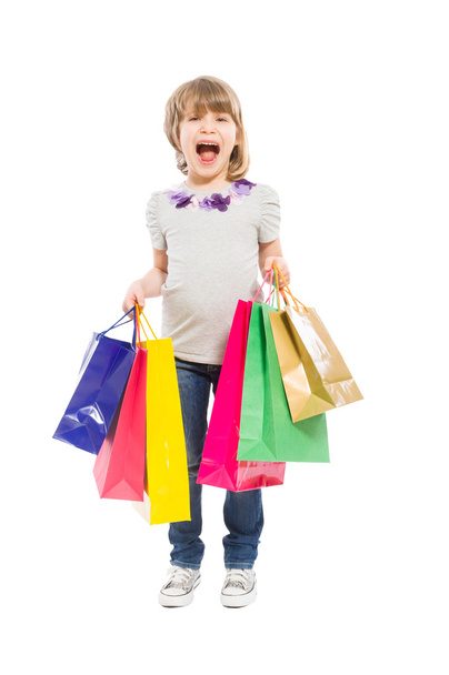 Enthusiastic and young shopping girl - Фото, зображення