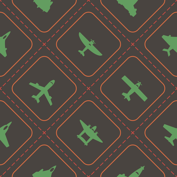Seamless background with different airplanes - Vector, imagen