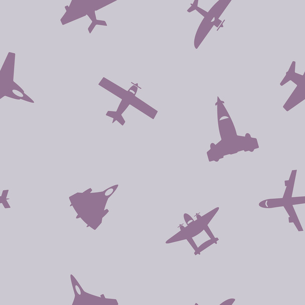 Seamless background with different airplanes - Vector, Image