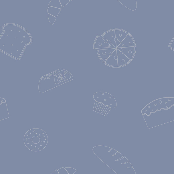 nahtloser Hintergrund mit Frühstückssymbolen - Vektor, Bild
