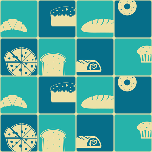 Seamless background with breakfast symbols - Vector, Image