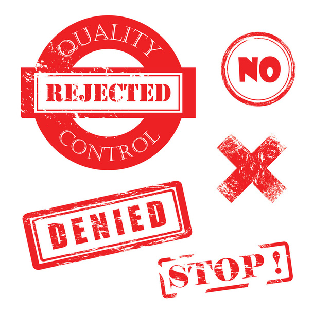 Rejected, Denied, Stop, X, Quality Control DIstressed Red Stamps - Vector, Image