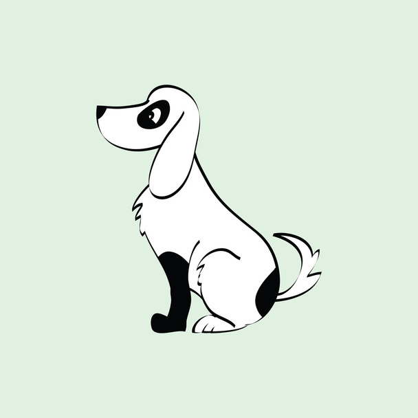 zwart-wit hond zit - Vector, afbeelding