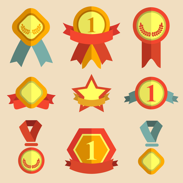 Awards medals icons set - Vector, afbeelding