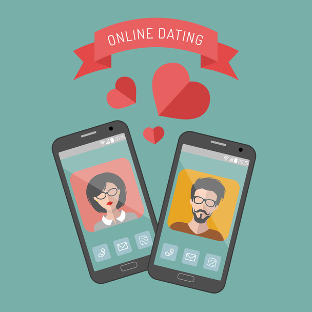 illustration of online dating - Wektor, obraz