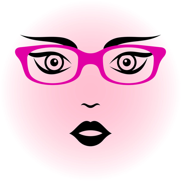 Gözlüklü kadının yüzü - Vektör, Görsel
