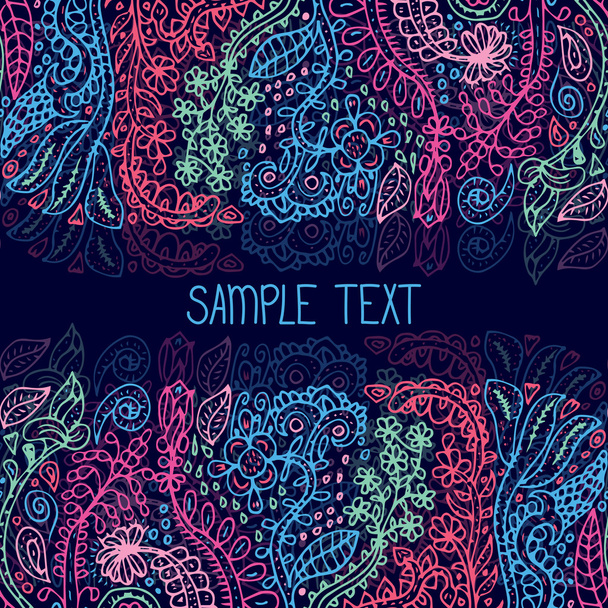 Ethnic abstract floral seamless pattern - Vector, Image
