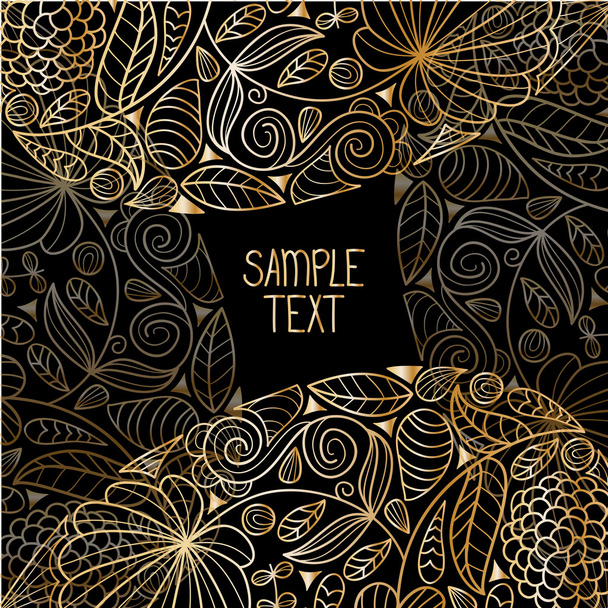 Floral decorative gold natural pattern - Vector, afbeelding