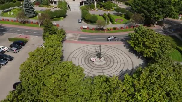 Landscape Statue Popieluszko Pulawy Aerial View Poland. High quality 4k footage - Footage, Video
