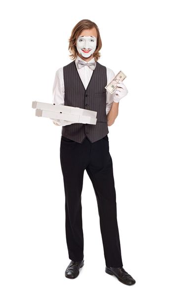 Mime Artist holding pizza boxes - Photo, Image