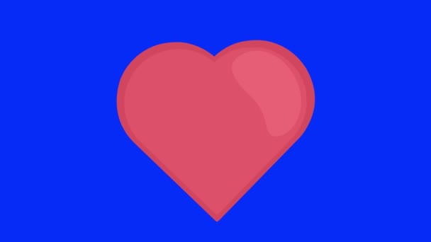 video animaatio muoto punainen sydän näy ja katoaa, on sininen chroma keskeinen tausta - Materiaali, video