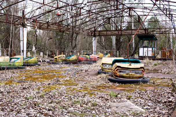 Abandoned amusement park in Pripyat ghost town, Chernobyl Nuclea - Photo, Image