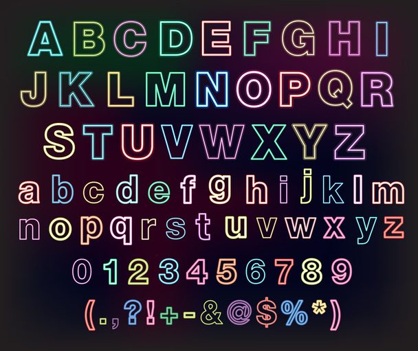 Неоновый световой алфавит
  - Вектор,изображение