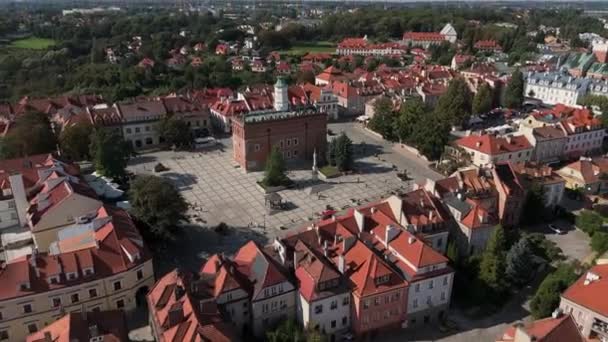 Beautiful Landscape Old Town Market Square Sandomierz Aerial View Polsko. Vysoce kvalitní 4K záběry - Záběry, video