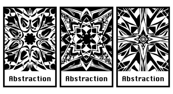 Set van 3 Abstract zwart-wit achtergrond. Design voor kleding, textiel, wanddecoraties  - Foto, afbeelding
