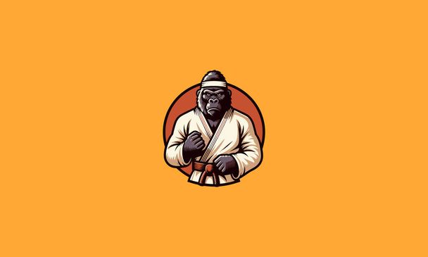 gorilla visel egységes karate vektor kabala design - Vektor, kép
