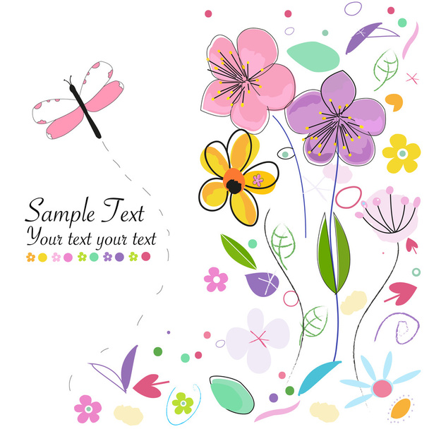 Decorative springtime abstract background greeting card - Vector, Image