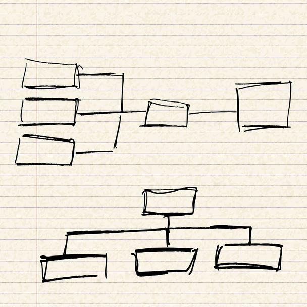 Illustration des flux de processus sur une feuille de papier ligné - Vecteur, image