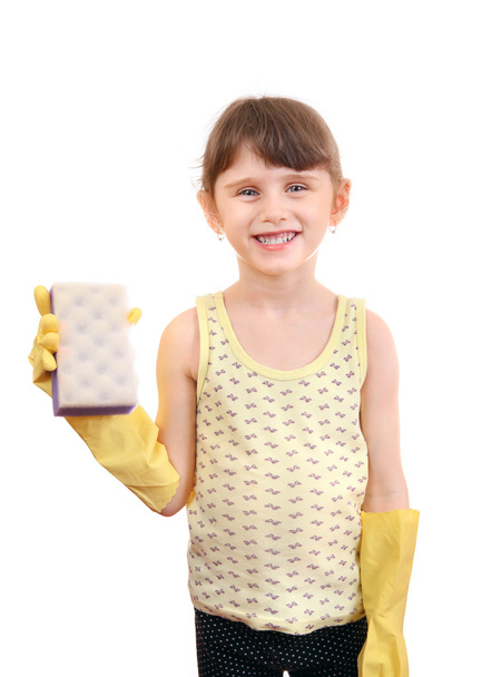 Little Girl with Bath Sponge - Photo, image