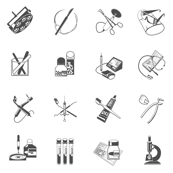 Conjunto de iconos de atención médica negro
 - Vector, imagen