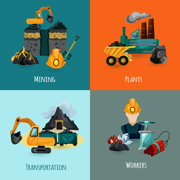 mijnbouw icons set - Vector, afbeelding