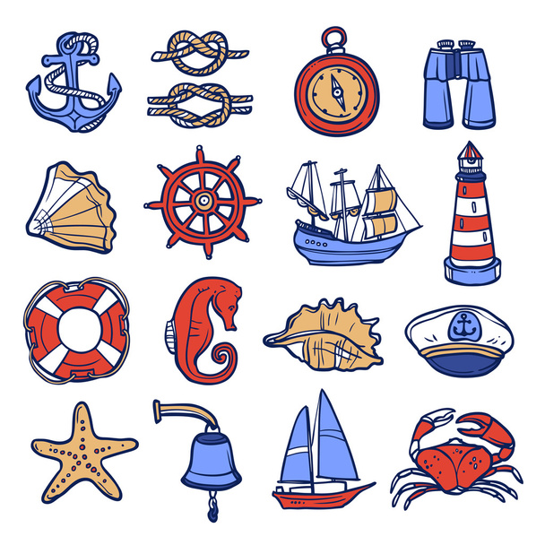 set icone nautiche - Vettoriali, immagini