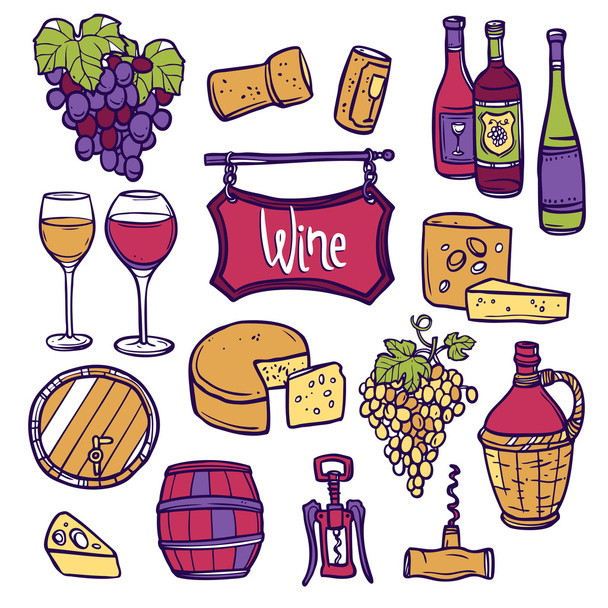 набор иконок вина - Вектор,изображение