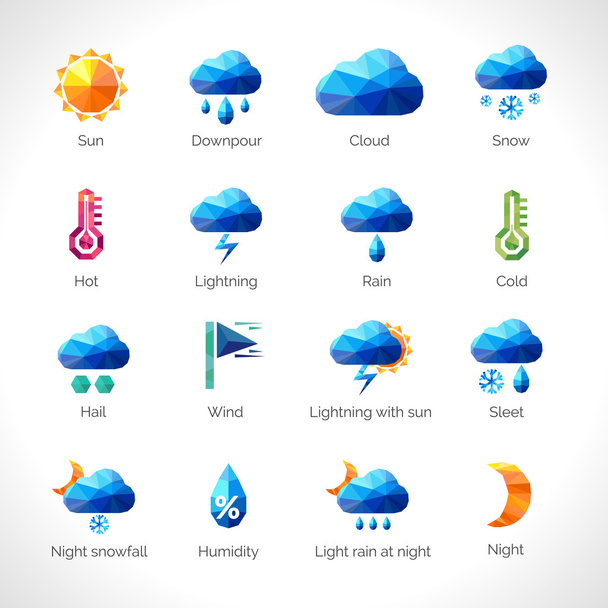 Метеорологические многоугольные иконы
 - Вектор,изображение