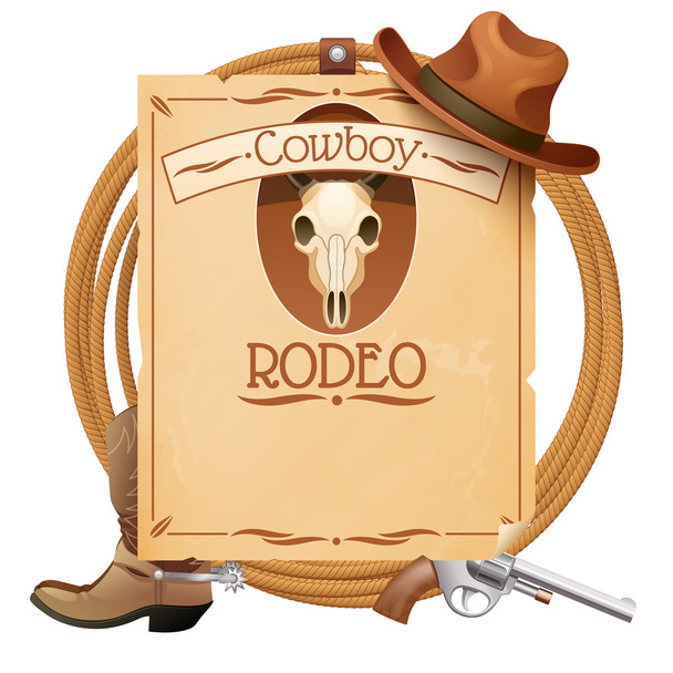 Plakat retro Rodeo - Wektor, obraz