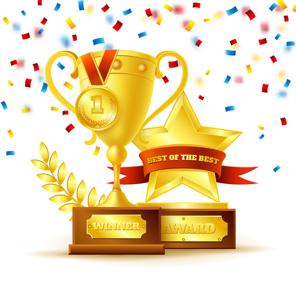 Taça vencedora com conceito medalha de ouro
 - Vetor, Imagem