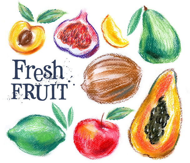 fresh fruit on a white background. cooking - Photo, Image