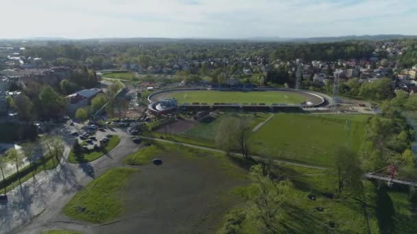 Beautiful Panorama Stadium Krosno Aerial View Poland. High quality 4k footage - Footage, Video